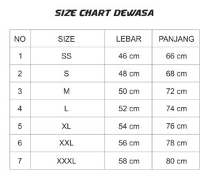 Size Chart Dewasa, desain jersey sepeda terbaik